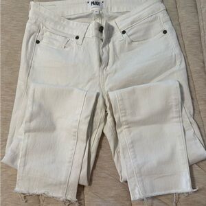 PAIGE Women's Cream Straight Leg Jeans